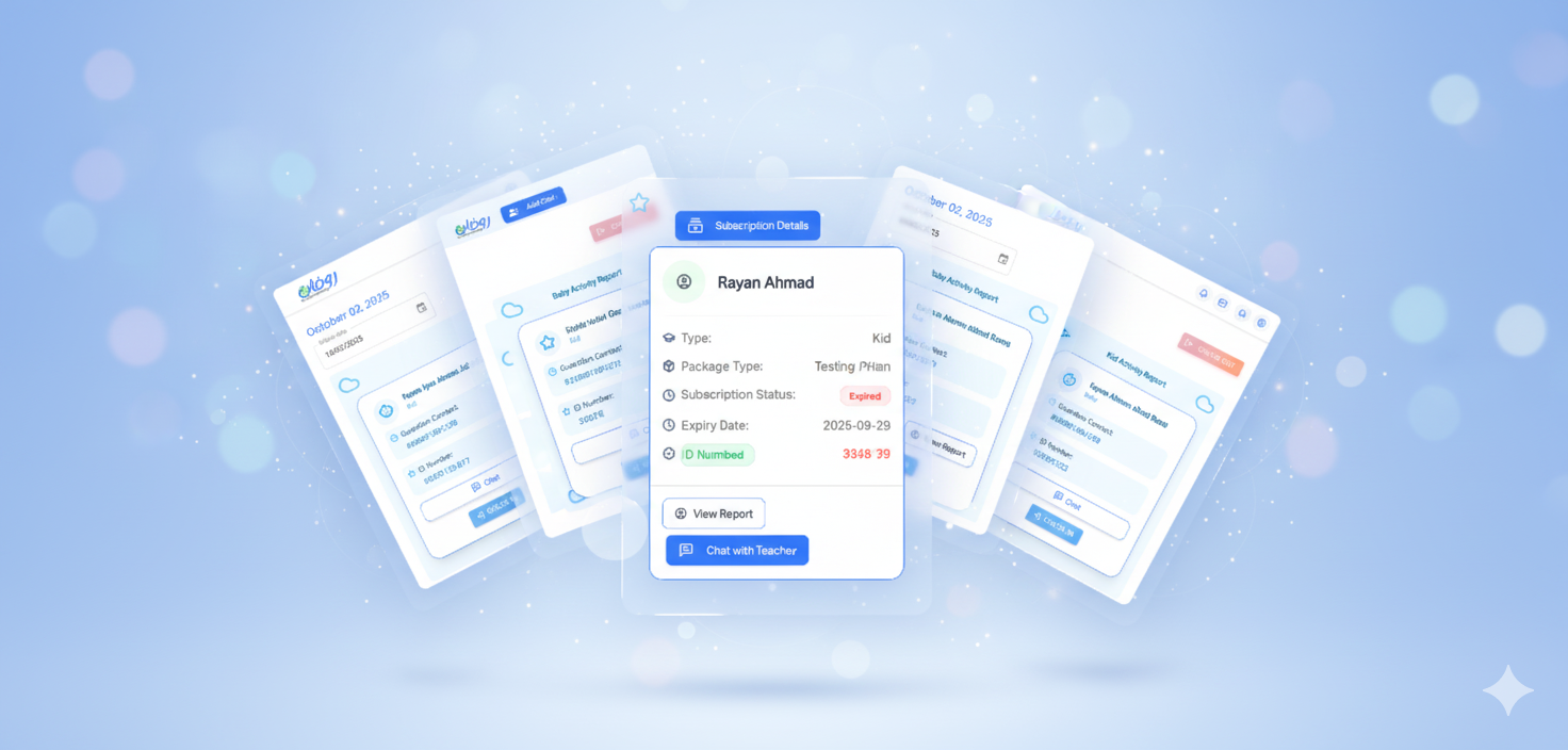 لوحة تحكم تفاعلية تعرض بيانات وأنشطة الطفل لأولياء الأمور والموظفين